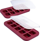 Souper Cubes 2 Tbsp. Silicone Freezer Molds - Perfect for Storing Garlic, Herbs, Ginger, Pesto, Tomato Paste, Lemon Juice, Purees and More - Silicone Baby Food Freezer Tray - Cranberry – 2-Pack by TinyTreasures Baby Boutique
