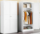Metal Wardrobe Cabinet with Hanging Rod,White Armoire Wardrobe Closet,Metal Clothing Storage Cabinet with Adjustable Shelves and Doors,72" Wardrobes Storage Cabinet for Home,Living/Laundry Room by CozyNest Decor
