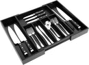 VaeFae Premium Bamboo Drawer Organizer, Expandable Silverware Drawer Organizer, Cutlery Tray with Dividers for Kitchen Utensils (Black, Large) by CozyNest Decor