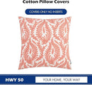 HWY 50 Coral Pink Decorative Throw Pillow Covers 18x18 Inch (1 Piece), Embroidered Cotton Farmhouse Cushion Cover Pillow Case for Sofa Couch Living Room Bed Bedroon, Floral Branches by CozyNest Decor