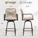 Outdoor Bar Stools Set of 2, Patio Swivel Counter Height Rattan Bar Stools, Patio Wicker Bar Swivel Chairs with Cushion, Outdoor Pool Bar Chairs for Backyard Garden Balcony w /360 Rotation by GreenHaven Gardens