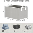Closet Storage Bins, Fabric Closet Organizers and Storage Basket for Shelves, Collapsible Shelf Baskets for Organizing Shelves, Bedroom Clothes Basket, Gray, 3 Pack by CozyNest Decor