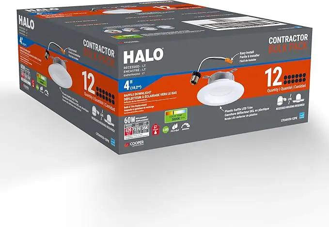 HALO LTE 4 Inch Indoor/Outdoor Recessed LED Trim Can Light, 3000K - Contractor Value Pack (12-Pack) - LTE46930-12PK, photo 6 of 6