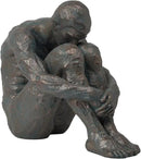 Guichifun Sitting Man Sculptures Home Decor - Resin Bronze Sitting Posture Holding Arms Legs Lonely Statues Decorative Objects Outdoor Gift for Men 9.25 x 5.25 x 7.5 Inch by CozyNest Decor