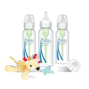 Dr. Brown's Natural Flow® Anti-Colic Options+™ Narrow 8oz/250mL Baby Bottle + Lovey Gift Set with Level 1 Slow Flow Nipples by TinyTreasures Baby Boutique