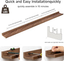 Floating Picture Ledge Shelves for Wall Set of 2, 72 Inches Picture Ledge Shelf with Long Large Nursery Book Shelf for Toys Storage Kids Bookshelf Wall Mounted Living Room Bedroom Decor Frames, Walnut by TinyTreasures Baby Boutique