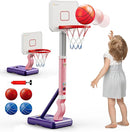 Toddler Basketball Hoop, Adjustable Height 2.3-4.5ft Baby Basketball Goal Set with 4 Balls & Pump, Backyard Poolside Basketball Toy for Boys & Girls Birthday Gift, Pink by TinyTreasures Baby Boutique