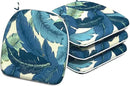 Indoor/Outdoor Chair Cushions 16x17 Inch, Patio Chair Cushions with Ties, All Weather Seat Cushions for Patio Furniture Home Garden Chair Use, Set of 4, Swaying Palms Blue by GreenHaven Gardens