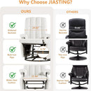 JIASTING 360° Swivel Leather Recliner Chair with Ottoman & Double Side Pockets, Nursing Glider Rocking Recliner Chair, Gliding Chairs for Nursery, Living Room, Office, Bedroom, Metal Frame (White) by TinyTreasures Baby Boutique