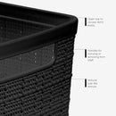 Curver Jute Large Decorative Plastic Organization and Storage Baskets, Perfect Bins for Home Office, Closet Shelves, Kitchen Pantry and All Bedroom Essentials, Pack of 4, Black by TinyTreasures Baby Boutique