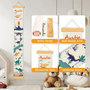 Personalized Name Growth Chart Wall Decor for Kids – Canvas Removable Height Chart Measuring Ruler 59" x 7.9" (Dinosaurs) by TinyTreasures Baby Boutique