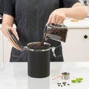TEDSWAIT Coffee Canisters Airtight Coffee Bean Storage Container Kitchen Stainless Steel Food Storage Container with Scoop Date Tracker & CO2 Valve 61Fl Oz (Black) by CozyNest Decor
