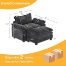 Karl home Oversized Accent Chair Chenille Sofa with Chaise, Modern Sofa Chair with Removable Ottoman Modular 1-Seater Couch and 2-Layer Ottoman for Living Room, Apartment, Studio, Black by CozyNest Decor