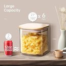 Square Glass Jars with Bamboo Lids 27 FL OZ [Set of 6], Glass Canisters with Airtight Lids, Glass Food Storage Containers for Coffee, Sugar, Tea, Candies, Cookies,Best for Kitchen & Pantry by CozyNest Decor