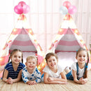 2 Pack Kids Teepee Tent with Mattress,Fitted Sheet,Light String,Washable Natural Cotton Toddler Play Tent for Girls Boys Indoor Outdoor Sleepover Slumber Birthday Party(Pink and White) by TinyTreasures Baby Boutique
