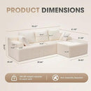 Hobestluk 96“ Modular Sectional Sofa Couches L-Shape Couch 3 Seat Modular Sofa Memory Foam Sectional Couches for Living Room, Cloud Couch with Oversized Chaise (White, Stripe (Right Facing Chaise)) by CozyNest Decor