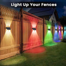 Fence Lights Solar Powered, 12-Pack Solar Fence Lights Up/Down Flexible Buttons, IP67 Waterproof for Outdoor, 120LM Bright, Auto Dusk to Dawn for Wall/Stairs/Yard/Railing/Deck/Pathway (White & RGB) by GreenHaven Gardens