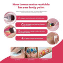 Professional Face Painting Kit for Kids Adults-12*10g Non Toxic Water Activated Face Paint Kit With Brushes,Stencils，Gem Stickers;Halloween,Carnival;Water Based Facepaint Makeup Kit for Kids Party by TinyTreasures Baby Boutique