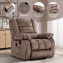 Massage Recliner Chair with Heat and Massage, Soft Fabric Ergonomic Manual Reclining Chairs, Heavy Duty Reclining Sofa Chair with Side Pockets for Living Room (Tan) by CozyNest Decor