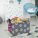 Rectangular Storage Basket Fabric Organizer Bin for Toys,Books,Clothes,Gifts,Pets-Perfect for Home,Office,Nursery,Dorm,Shelf(Rec-grey football ) by TinyTreasures Baby Boutique