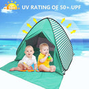 Pop Up Beach Tent Shade Sun Shelter UPF 50+ Canopy Cabana 2-3 Person for Adults Baby Kids Outdoor Activities Camping Fishing Hiking Picnic Touring (Lake Green Stripes) by TinyTreasures Baby Boutique