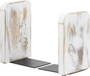 MyGift Whitewashed Wood Desktop Bookends, Decorative Bookshelf Display Organizers Office Book Shelf Decor, 1 Pair by CozyNest Decor