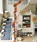 DearHouse 2 Pack Fall Maple Leaf Garland - 5.9Ft/Piece Hanging Vine Artificial Autumn Foliage for Thanksgiving, Home, Wedding, Fireplace, Party, Christmas Decor (Light Orange) by CozyNest Decor