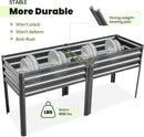 KING BIRD Raised Garden Bed with Irrigation System and Legs Galvanized Elevated Planter Box for Backyard, Patio, Balcony, 600lb Capacity, 70.9x22.8x31.5 in Dark Grey by GreenHaven Gardens