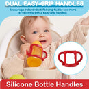 TonGass (4-Pack) Bottle Handles for Dr Brown Narrow Baby Bottles with Easy Grip Handles to Hold Their Own Bottle - BPA-Free Soft Silicone - Red Blue Pink and White by TinyTreasures Baby Boutique