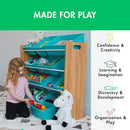 Humble Crew Kids Toy Storage Organizer with 12 Plastic Bins, Natural Wood/Aqua – Removable Bins for Playroom, Bedroom, Toddler Furniture for Boys and Girls Ages by TinyTreasures Baby Boutique
