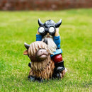 Tolimi Garden Gnome Sitting on Highland Cow Outdoor Statue wiht Solar LED Light Funny Decoration for Yard and Patio Gifts (Gnome) by GreenHaven Gardens