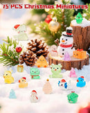 75 Pcs Miniature Christmas Figurines - Luminous Mini Resin Figures to Hide, Glow in The Dark Resin Animals for Micro Landscape Aquarium Fairy Garden Dollhouse Decor by CozyNest Decor