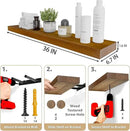 IAE Walnut Floating Wall Shelves 36 inch, Bathroom Shelves Wall Mounted,Invisible Shelves Floating Kitchen Shelves,Wooden Wall Shelves with Brackets for Living Room Wall Mounted,Easy Install,Set of 2 by CozyNest Decor