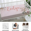 Custom Nursery Crib Bedding Set: 4 Piec Bohemian Flowers Baby Crib Sets for Girls with Personalized Name - Toddler Double Layer Blanket Set, Comfortable Crib Bed Sheets for Baby Toddlers by TinyTreasures Baby Boutique