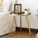 AOJEZOR Side Table: End Table for Indoor Use - Round Side Tables for Small Spaces - Grey Top 3 Legged Gold by CozyNest Decor
