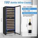 24 Inch Wine Fridge,180 Bottles Dual Zone Wine Cooler Refrigerator, Built-in or Freestanding Wine Refrigerator with Glass Door and Safety Lock, Low Noise, Large Wine Cellar for Home, Office, Kitchen by CozyNest Decor