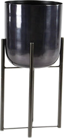 CosmoLiving by Cosmopolitan Metal Indoor Outdoor Planter Dome Large Planter Pot with Removable Stand, Set of 2 Planters 19", 22"H, Black by GreenHaven Gardens