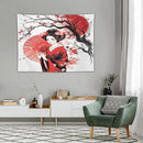 Japanese Red Geisha Tapestry Asian Cherry Blossom Traditional Kimono Folk Tapestries Home Decor for Living Room Bedroom Apartment Farmhouse Dorm 40"x30" by CozyNest Decor