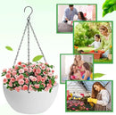 12 inch Hanging Planters for Indoor Plants, 2 Pack Planters for Outdoor Plants with Drainage Holes and Chain, Round Plastic Hanging Baskets, Hanging Flower Pots for Balcony Garden Decor-White by CozyNest Decor