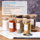 12 Pcs Glass Spice Jars With Bamboo Airtight Lids, 10oz Thicken(2.4mm) Spice Containers With 148 Minimalist Preprinted Waterproof Spice Labels, Kitchen Empty Small Storage Jars For Seasoning, Herb by CozyNest Decor