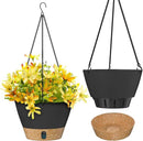 ZMTECH 10 Inch Hanging Planters for Outdoor Plants, Hanging Pots for Plants Indoor with Visible Water Level, Hanging Flower Basket with Drainage Holes & Removable Tray(2 Pack, Gray) by CozyNest Decor