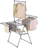 SONGMICS Clothes Drying Rack, Foldable 2-Level Laundry Drying Rack, Free-Standing Airer, 1 Additional Tall Hanging Bar, 2 Height-Adjustable Wings, 24 Drying Rails, Space Savng, Gray ULLR521G01 by TinyTreasures Baby Boutique