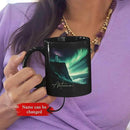 Customized Name Black Coffee Mug, Personalized Beautiful Northern Lights And Lighthouse Mug, Custom Mystical Ocean View Ceramic Cup, Gift For Women Men, Nature Themed Mug 11oz 15oz by CozyNest Decor