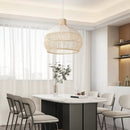 Arturesthome White Rattan Pendant Light for Kitchen Island Sink, Wicker Chandelier, Handmade Woven Hanging Ceiling Light Lampshade by GreenHaven Gardens