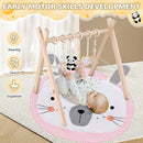 Wooden Play Gym with Mat, Foldable Baby Activity Gyms for Infants Newborn Baby Girl and Boy, Tummy Time Baby Infant Toys 0-6 6-12 Months (Rabbit) by TinyTreasures Baby Boutique