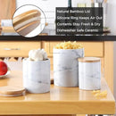 DII Kitchen Accessories Collection, Textured Matte Ceramic Canister Set, Avocado, Vine, 3 Piece by CozyNest Decor