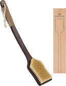 Back Scrubber Shower Brush,Dry Brushing Body Brush with 17.7 Inch Curved Long Handle, Natural Bristles for Lymphatic Drainage, Soft & Stiff Bristles Available (Soft-Fine Boar Bristles) by CozyNest Decor
