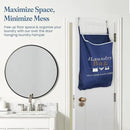 Fine Living Co. Large Hanging Laundry Hamper with Over Door Hooks & Adhesive, Durable Space Saving Laundry Bag with Zipper and Wide Open Top, Hanging Dorm Laundry Hamper (Navy Blue with Print-XL) by CozyNest Decor