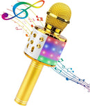 BlueFire 4 in 1 Karaoke Wireless Microphone with LED Lights, Portable Microphone for Kids, Great Gifts Toys for Kids, Girls, Boys and Adults (Gold) by TinyTreasures Baby Boutique