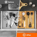 Lifewit Utensil Drawer Organizer, Expendable Cooking Silverware Tray for Kitchen Drawer, Bamboo Adjustable Cutlery Flatware Holder, Spatula Tools and Gadgets Storage Divider, 3 Compartments, Natural by CozyNest Decor